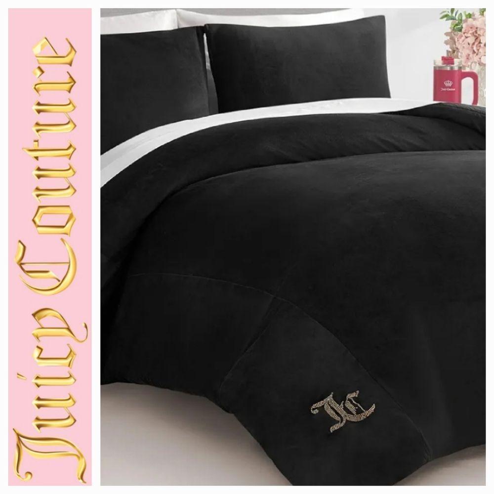 Juicy Couture Home The Rose' Collection Rhinestone Logo 3-PC Velour Quilt Set